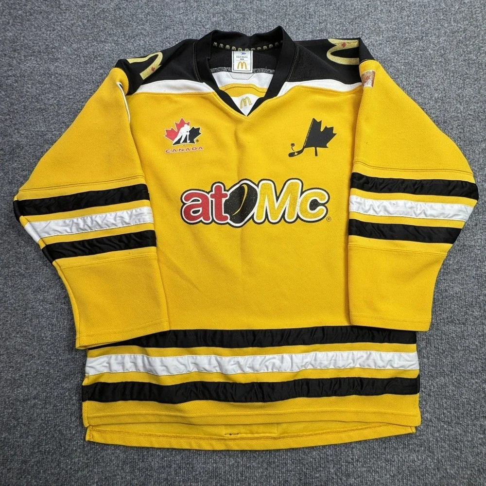 Phillip 17 Canada McDonald atoMc Force Hockey Jersey Mens Medium Yellow Striped